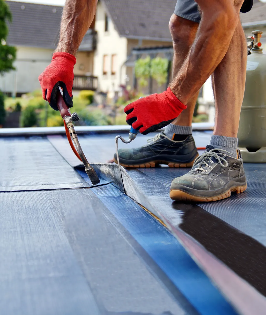A finished flat roof on a rear extension